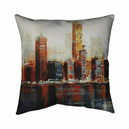 FONDO 26 x 26 in. Abstract Red Cityscape-Double Sided Print Indoor Pillow FO2794482